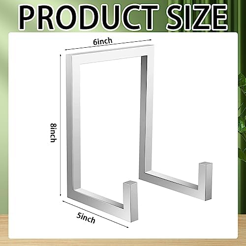 2 Pcs Large Plate Stands for Display Metal Frame Holder, Silver, 8 Inch - Image 2