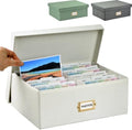 Linen Photo Storage & Keepsakes Box with Dividers for Cards & Photos by Qerlei