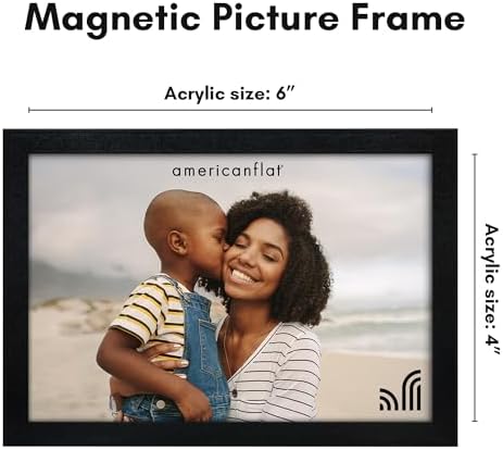 Americanflat 4x6 Magnetic Picture Frame for Refrigerator - Acrylic Panels with Strong Back Magnet - Magnetic Frames for Photos, Locker Decor, or Office Display - Black - Image 2