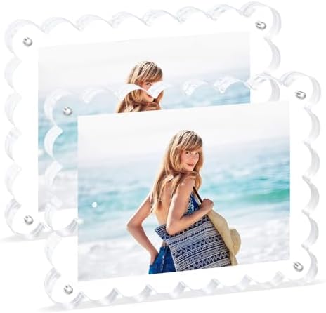 6x8 Magnetic Photo Frame 2pack,12+12mm Thick,Scalloped Edges by Unknown
