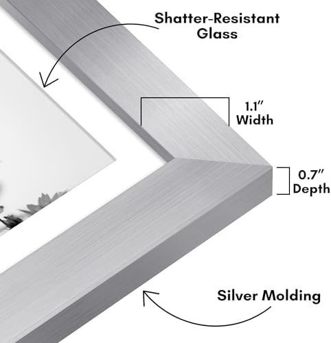 Americanflat 5x7 Picture Frame - Matted to 4x6 - Engineered Wood - Silver - Image 3
