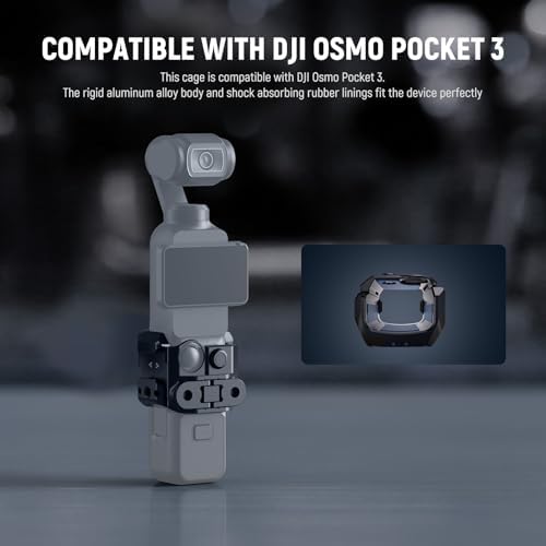 NEEWER Pocket 3 Cage, Aluminum Alloy Gimbal Camera Video Recording Rig with Built in Action Camera Accessory Adapter 1/4" Threads Compatible with DJI Osmo Pocket 3, No Assembly Needed, AC009 - Image 3