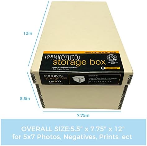 Lineco Archival Photo Storage Box, with Removable Lid, 5"x7"x12", Tan - Image 2