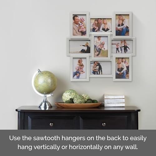 MELANNCO 18 x 18 Inch 9 Opening Photo Collage Frame, Displays Four 4x6 and Five 6x4 Inch Photos, White - Image 6
