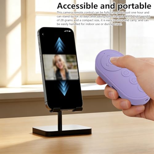 2026 Upgraded Wireless Phone Camera Remote Control with Zoom in/Out, Versatile Shutter for iPhone, Page Turner for e-Book Reading, Short Video Scroller for Ti*ktok (Purple) - Image 6