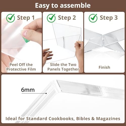 Acrylic Desktop Book Stand, Clear Angled Book Holder Display for Cookbooks, Magazines & Art Books, 12×7×5 in Slim Transparent Reading Stand for Desk & Coffee Table - Image 5