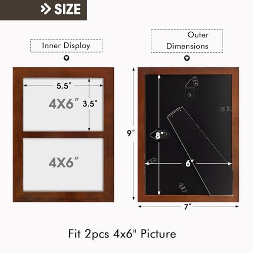 Golden State Art, 4x6 Double Picture Frame, Displays Two 4x6 Photos(Brown) - Image 4