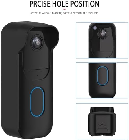 Silicone Skin Case for Blink Video Doorbell (2nd Gen) - Weatherproof Silicone Protective Cover with Brim for All-New Blink Doorbell Camera 2025 Full Protection (Black) - Image 4