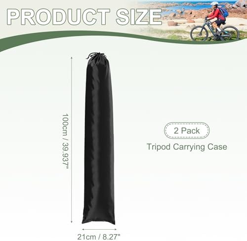 Tripod Case Bag, Nylon Tripod Storage Bag, Long Foldable Monopod Compact Carrying Organizer Pouch- Fitting for (Monopod/Light Stand/Umbrella/Travel) 39 x 8 In & 2 Pack & Black - Image 2