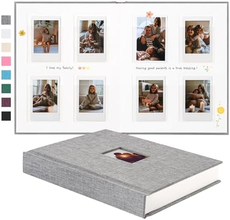Instax Mini Photo Album with Writing Space, 112 Pockets, Grey by Unknown