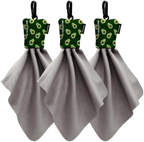 SPUDZ Classic Microfiber Lens Cleaner – Clip-On Pouch, Washable – for Binoculars, Scopes, Glasses, Screens | Classic | Avocado, 6 x 6 Inch (3-Pack) by SPUDZ