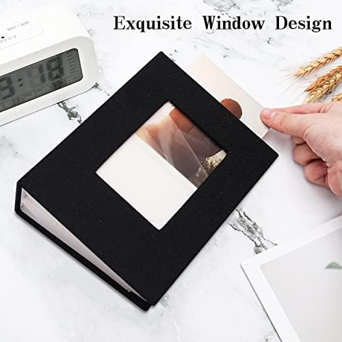 Vienrose 4x6 Photo Album,100 Pockets,Linen Cover with Window,Black - Image 3