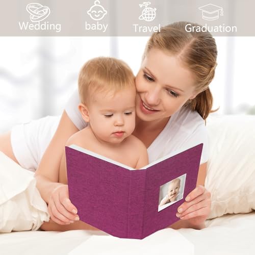 Artmag Mini Photo Album 4x6 50 Pockets 2 Pack, Linen Cover with Front Window Album Each Holds 52 Vertical Photos for Family Wedding Baby Children (Purple) - Image 5