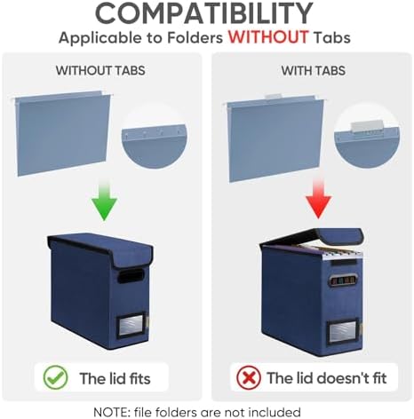 BALEINE File Organizer Box with Lid, Collapsible Hanging File Storage Box - Image 3
