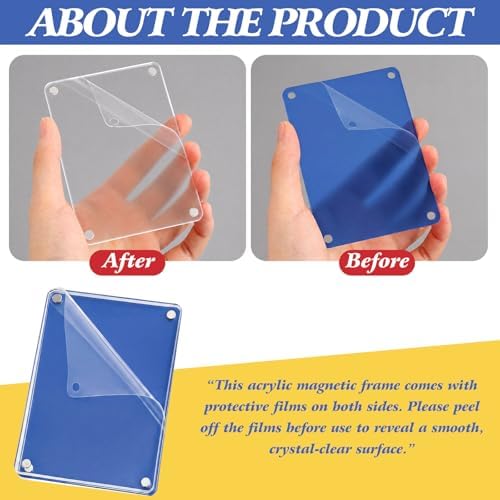 AceOrbit 12 Pack Rainbow Magnetic Picture Frames Acrylic Fridge Magnetic Frame Back to School Locker Decor 2.9x4.1in Double Sided for Refrigerator Dorm Office Bulletin Board Instant Photos - Image 5