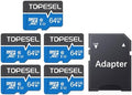 TOPESEL 64GB Micro SD Card 5Pack Micro SDXC Memory Card UHS-I, High Speed Flash TF Card for Camera/Smartphone/Dash Cam/Tablet/PC, C10, U1(64GB 5Pack) by TOPESEL