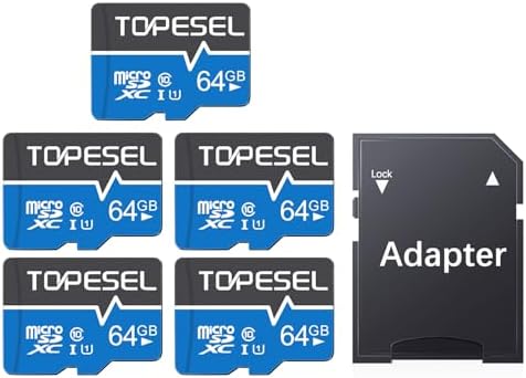 TOPESEL 64GB Micro SD Card 5Pack Micro SDXC Memory Card UHS-I, High Speed Flash TF Card for Camera/Smartphone/Dash Cam/Tablet/PC, C10, U1(64GB 5Pack) by TOPESEL