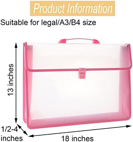 12x16.5 Art Portfolio Case A3 PP Plastic Transparent Pink Pack of 1 - Image 2