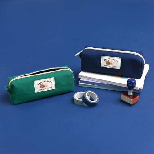 Monolike Happy and Lucky Block Pencil Case, Indigo - Pen Pouch, Portable Pencil Bag, Office Pouch case - Image 4