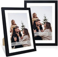 10x14 Picture Frame Set of 2, 10 x 14 Wood Photo Frames with Mat for 8x12 or 30x40cm Diamond Painting Art, Wooden Frame with Real Glass Cover for Wall and Tabletop Display,Black by CCDCC