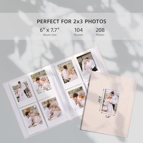 Vienrose Mini Polaroid Photo Album 208 Photos 2x3 Inch Beige 1 PACK - Image 2