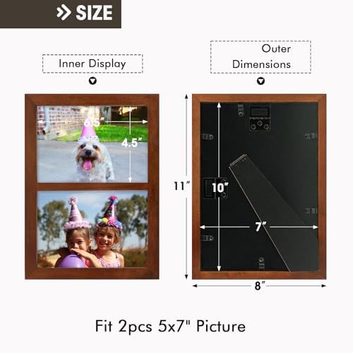 Golden State Art, 5x7 Double Picture Frame, Displays Two 5x7 Photos(Brown) - Image 5