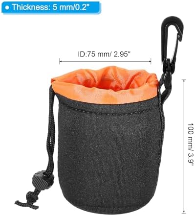 PATIKIL Camera Lens Bag, 1 Pcs 3" ID x 3.9" H Drawstring Lens Pouch with Thick Protective Neoprene, Lens Case for DSLR Camera Lens, Water Coffee Cups Black, Orange - Image 2