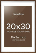 Homeforia 20x30 Mortise&Tenon Walnut Picture Frame, 16x24 Mat, Glass by Homeforia