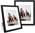11x14 Picture Frame Set of 2, 11 x 14 Wood Photo Frames with Mat for 8x10, Wooden Frame with Real Glass Cover for Wall and Tabletop Display,Black by CCDCC