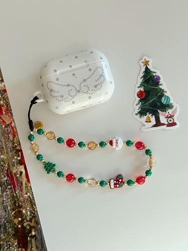 Drawwind Phone Charm Beaded Wristlet Strap Universal Cell Phone Lanyard Cute Bracelet Wrist Strap Beaded Chain String Handmade Accessories for Case Camera Bags (Merry Christmas) - Image 5