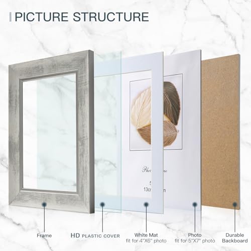 XUANLUO 5x7 Picture Frames Set of 4,Rustic Retro Photo Frame(White) - Image 3