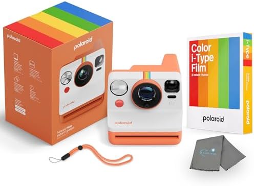 Polaroid Now 3rd Generation i-Type Instant Camera + 8 i-Type Color Film Bundle, Coral, Polaroid Camera Bundle with a Lumintrail Lens Cleaning Cloth by Polaroid