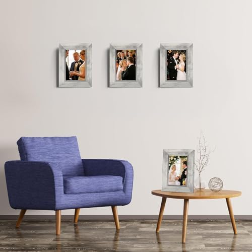 XUANLUO 4x6 Picture Frames Set of 4,Rustic Retro Photo Frame(White) - Image 5