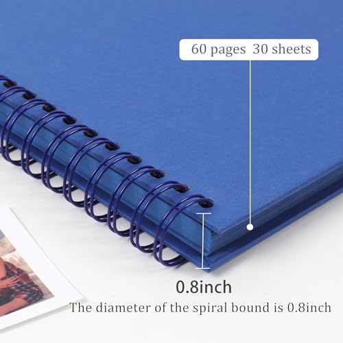 RECUTMS 8x8 Inch Scrapbook Photo Album 60 Pages Hardcover Kraft Paper Blue - Image 4