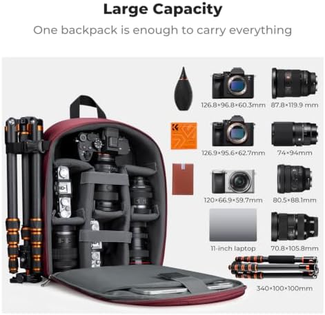 K&F CONCEPT Camera Backpack, DSLR/SLR/Mirrorless Photography Camera Bag - Image 4
