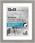 Americanflat 12x15 Picture Frame - Matted to 9x12 - Grey Wood by Americanflat