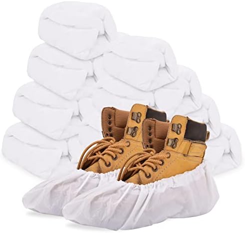 Shoe Covers Disposable,200Pack（100 Pairs）Boot Covers Waterproof Non Slip -Resistant One Size Fits Most for Rain Cleaning Indoor Floor Protection,White by Sunshinepost