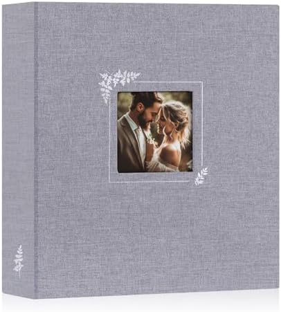 Lanpn Scrapbook Photo Album 8.5x11, Linen Window Design Cover Top Load 3 Ring Folder Binder Photobook Photo Book 8.5 x 11 inch with 30 Plastic Sleeves 60 Pages Grey by Lanpn