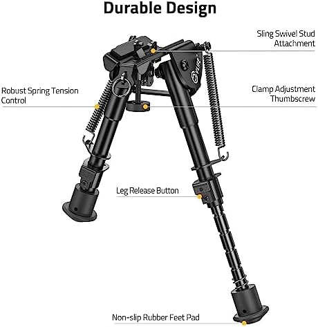 CVLIFE Rifle Bipod, 6-9 Inch Adjustable Super Duty Bipod - Image 2