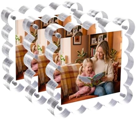 3Pack 4x4 Inch Scalloped Acrylic Picture Magnetic Frames by HJYAXQOP