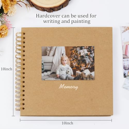 RECUTMS 10x10 Inch DIY Scrapbook Album 60 Pages Hardcover Kraft Paper Brown - Image 2