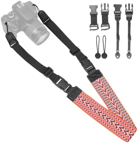 YFWE Adjustable Camera Neck Strap, Vintage Woven Shoulder & Crossbody Camera Strap with 4 Connection Ways, Anti-Slip Camera Strap for DSLR, Mirrorless & Camcorder, Travel & Outdoor Photography Gear by YFWE