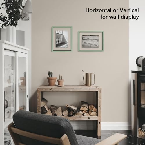 Egofine 8x10 Floating Frames Set of 2, Double Plexiglass Picture Frame, Made of Solid Wood Display Any Size Photo up to 8x10, Wall Mount or Tabletop Standing, Green - Image 6
