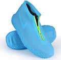 Shiwely Silicone Waterproof Shoe Covers, Upgrade Reusable Overshoes with Zipper, Resistant Rain Boots Non-Slip Washable Protection for Women, Men (M (Women 5-7, Men 5-6), Blue) by Shiwely