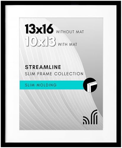 Americanflat 13x16 Picture Frame - Matted to 10x13 - Slim Molding - Black by Americanflat