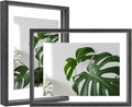 Egofine 9x12 Floating Frames Set of 2, Double Plexiglass Picture Frame, Made of Solid Wood Display Any Size Photo up to 9x12, Wall Mount or Tabletop Standing, Faded Black by Egofine