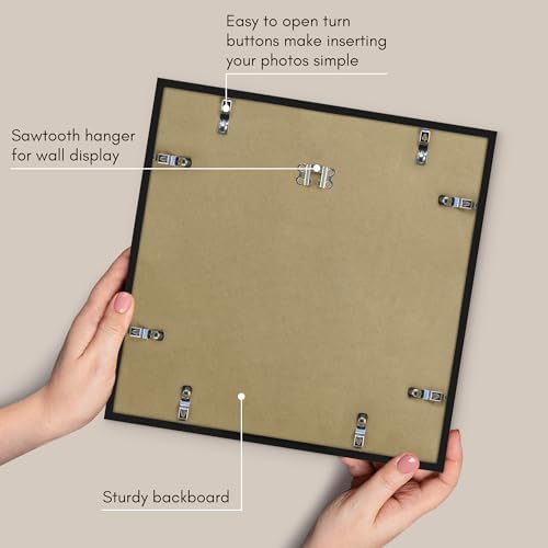 Americanflat 14x14 Picture Frame - Matted to 4x6 - Slim Molding - Black - Image 5