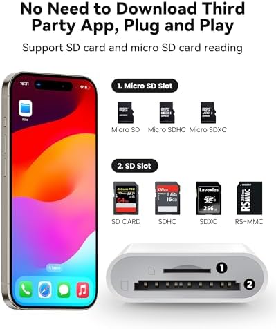 USB C SD Card Reader for iPhone 15 16/iPad/MacBook/Mac, xdgeLoad USB-C Type C SD Reader Supports SD and MicroSD Memory Card Adapter, Trail Camera Viewer Plug and Play - 2 Slots (Pack of 2) - Image 2