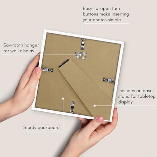 Americanflat 8x8 Picture Frame - Matted to 5x5 - Slim Molding - White - Image 5