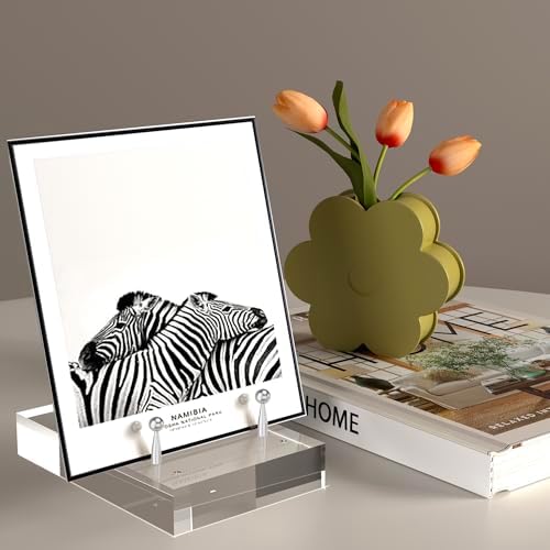 SVENJBB Acrylic Easel Display Stand with Adjustable Silver-Toned Pegs for Art, Photos, and Plates, Modern Clear Acrylic Stand for Cookbook, Invitations, Cards, 1Pack - Image 2